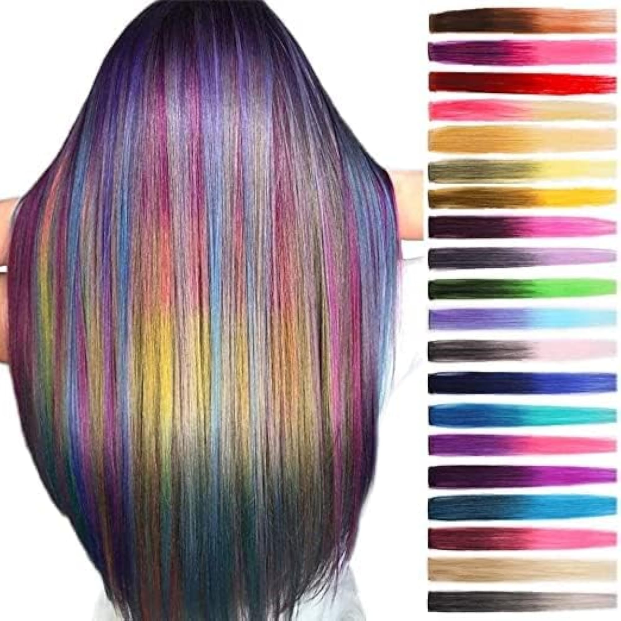 10pcs Colored Party Highlights Clip-in Hair Extensions for Women