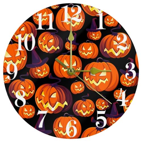 Horloge murale citrouille Halloween ronde suspendue à pile - 2