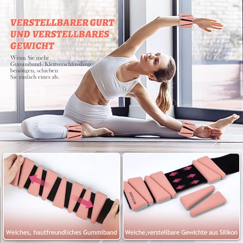 Image of BECOJADDE Ankle Weights Set of 2 (1 lb /2 lb /3 lb Each) Adjustable Wrist Weights for Women Men Wearable Arm Leg Weight for Pilates, Running, Walking, Workout, Yoga
