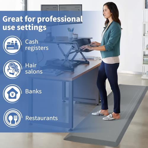 Image of UKISS 9 /10 inch inch Extra Thick Cushioned Anti Fatigue Kitchen Mat, Waterproof High Density Foam Standing Desk Mat, Non-Slip Ergonomic Comfort Mat for Kitchen, Office,Workstation Black (Grey, 20 inch X 48 inch)