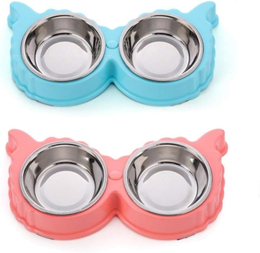 Dog Feeding Station - 2 x Stainless Steel Bowls Non Skid Mat, Bowl Set with No Spill Silicone for Pet Puppy Dogs image 3