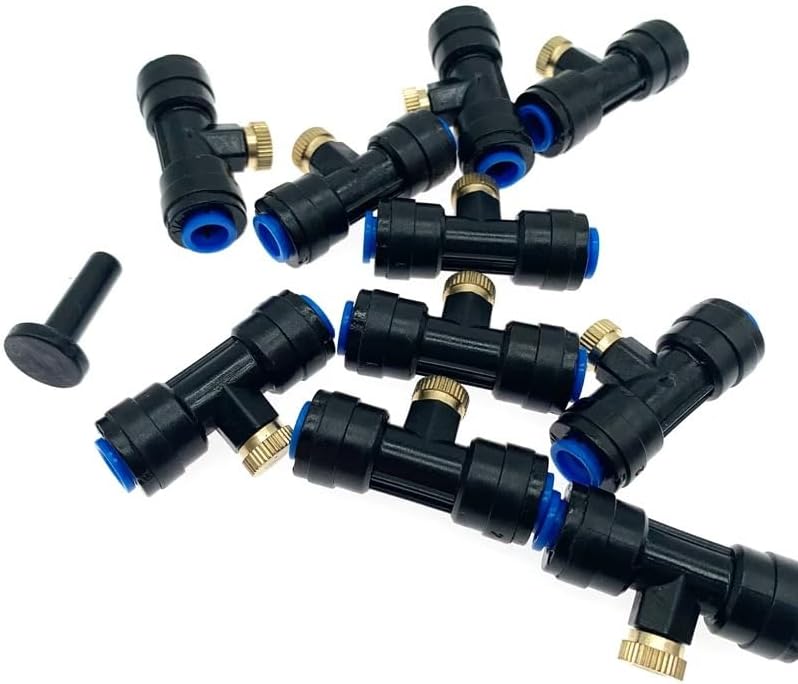10Pcs/lot Misting Fog Nozzles with Quick Access Tee Connector Garden Landscaping Irrigation Sprayers(10pcs 0.3mm Black)