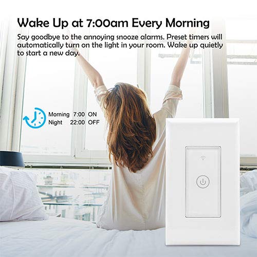 GPCT Smart WiFi Switch In-Wall Light Switch APP Remote Control Touch Panel Work with Amazon Alexa Google Home Timing Schedules Smart Scene No Hub Required 15A Overload Protection