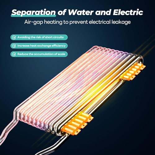 Tankless Water Heater Electric, FOGATTI 11kW 240V, On Demand Instant Hot Water Heater, 1-2 Point of Use Hot Water for The Whole House Shower, ETL Certified - Thumbnail 5