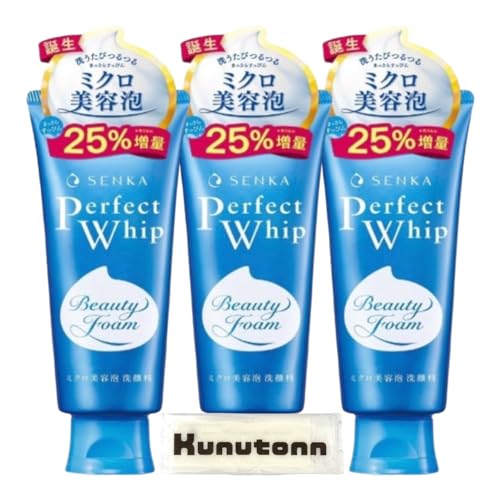 洗顔専科 パーフェクトホイップ 洗顔フォーム ホワイトローラル 150g 3個セット + Kunutonnオリジナルロゴ入りhおしぼり付
