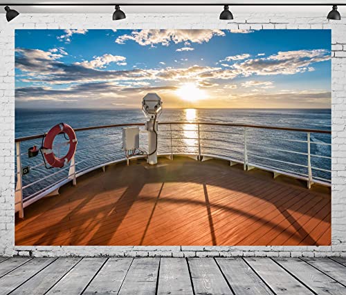 BELECO Cruise Ship Backdrop Fabric 10x8ft Cruise Ship Deck Party Backdrop Cruise Theme Decorations Summer Tropical Ocean Sunset Scenery Background Marine Sailor Nautical Birthday Photoshoot Props