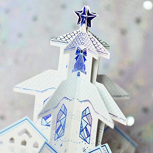 DieffematicSDK Geburtstagskarte Weihnachtskarten, Stereo 3D, White Christmas Bell Tower, kreatives Design.