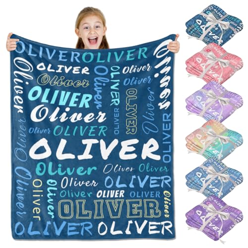 PUREFLY Personalized Blankets and Throws- Custom Blanket with Name for Adults and Kids, for Women and Men, Customized Fleece Throw for Baby Girls and Boys