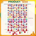 VitalCozy 12 Pcs Mexican Pom Pom Garland Colorful 59 Feet Fiesta Alter Yarn Tassel Day of The Dead Decorations Cinco De Mayo Party Decoration Mexican Tassel Garland Wool Ball Decor - Image 2