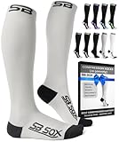 SB SOX Compression Socks for Men & Women (20-30 mmHg) - Best Support Stockings for Travel, Medical, and Sports - Perfect for Everyday Wear (X-Large, Gray/Black)