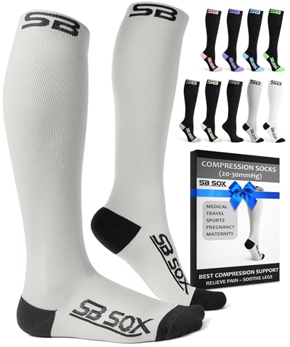 Image of SB SOX Compression Socks for Men & Women (20-30mmHg) - Best Compression Socks for Travel, Medical, Sports, Wide Calf Fit, and Daily Wear
