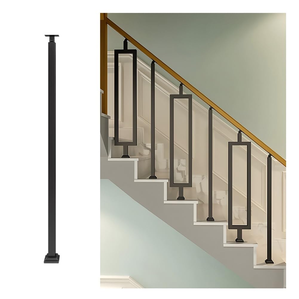 Balustre d'escalier en fer forgé de style industriel noir pour terrasse et villa
