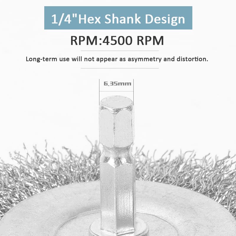 Image of Wire Brush for Drill, 10pcs 4 Inch Wire Wheel Brush Cup Set, 0.012 Inch Coarse Carbon Steel Crimped with 1 /4-Inch Hex Shank for Rust Removal, Clean Paint ,Corrosion