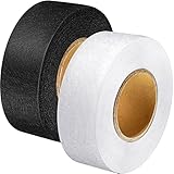 Outus 2 Rolls Hemming Tape Fabric Adhesive Hem Iron on No-Sew Hemming Tape for Pants Each 1/2 Inch (Black, White)