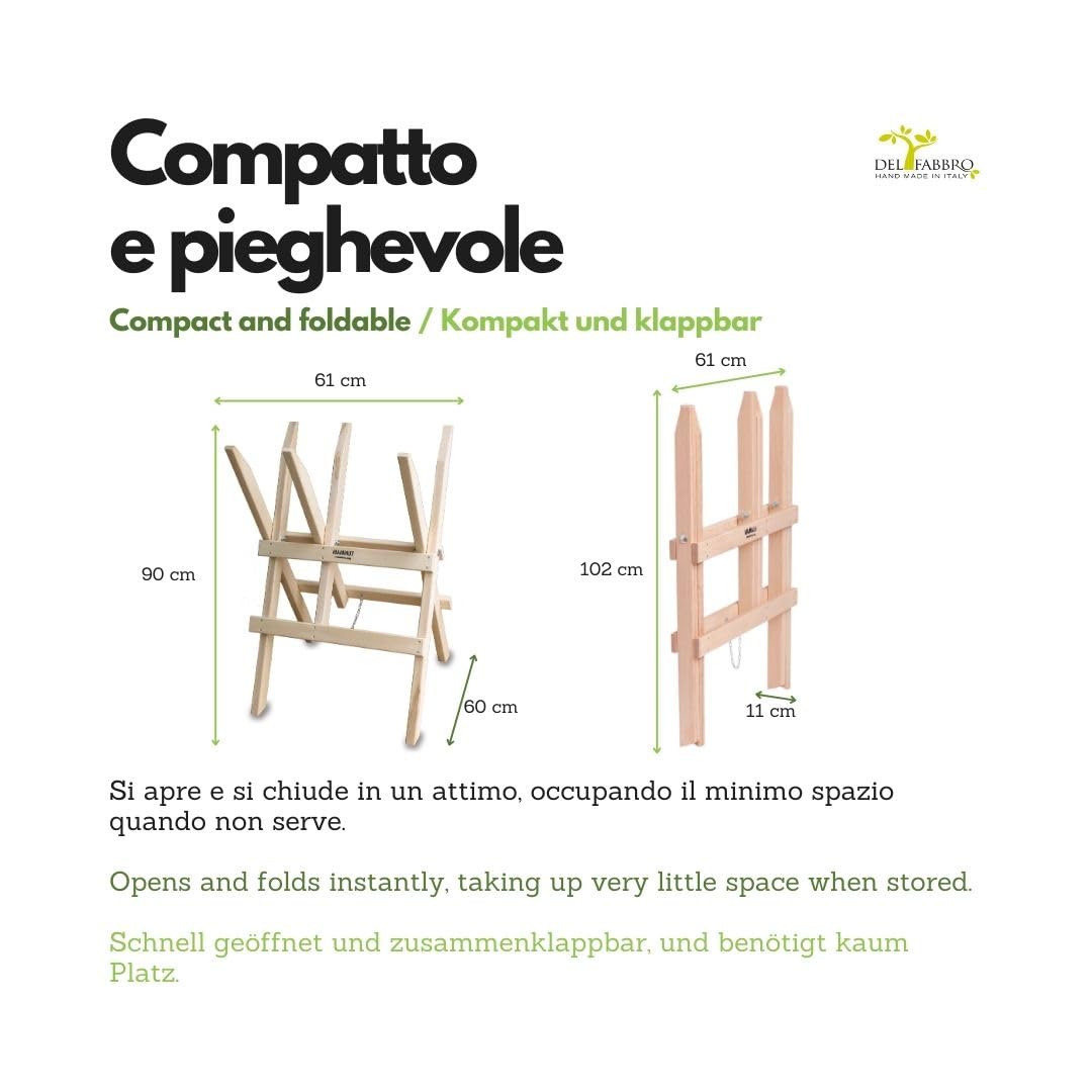 Caballete Cortaleña Plegable Del Fabbro Mammut – Caballete de Madera de Haya para Corte de Leña Profesional – Hecho en Italia
