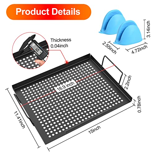 image for Coisien Grill Basket, Nonstick Grilling Pan, Grill Topper with Holes &