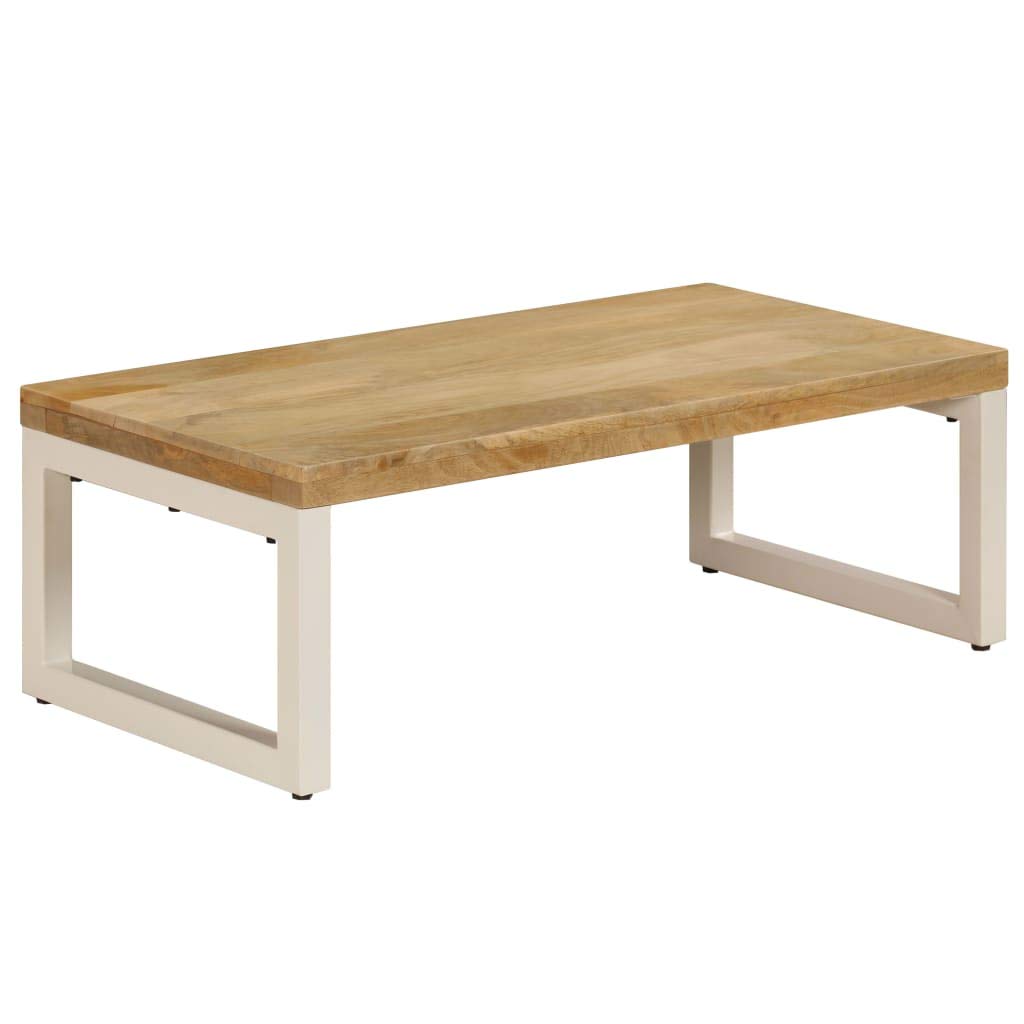 Table basse 100x50x35 bois massif manguier acier table appoint salon avec étagère