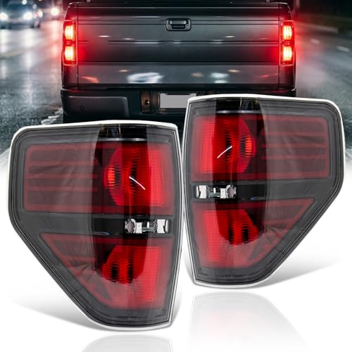 VPIMOZO Brake Tail Light Assembly Compatible With 2009 2010 2011 2012 2013 2014 Ford F150 Rear taillights Pickup Truck Smoked (Driver and Passenger Side)