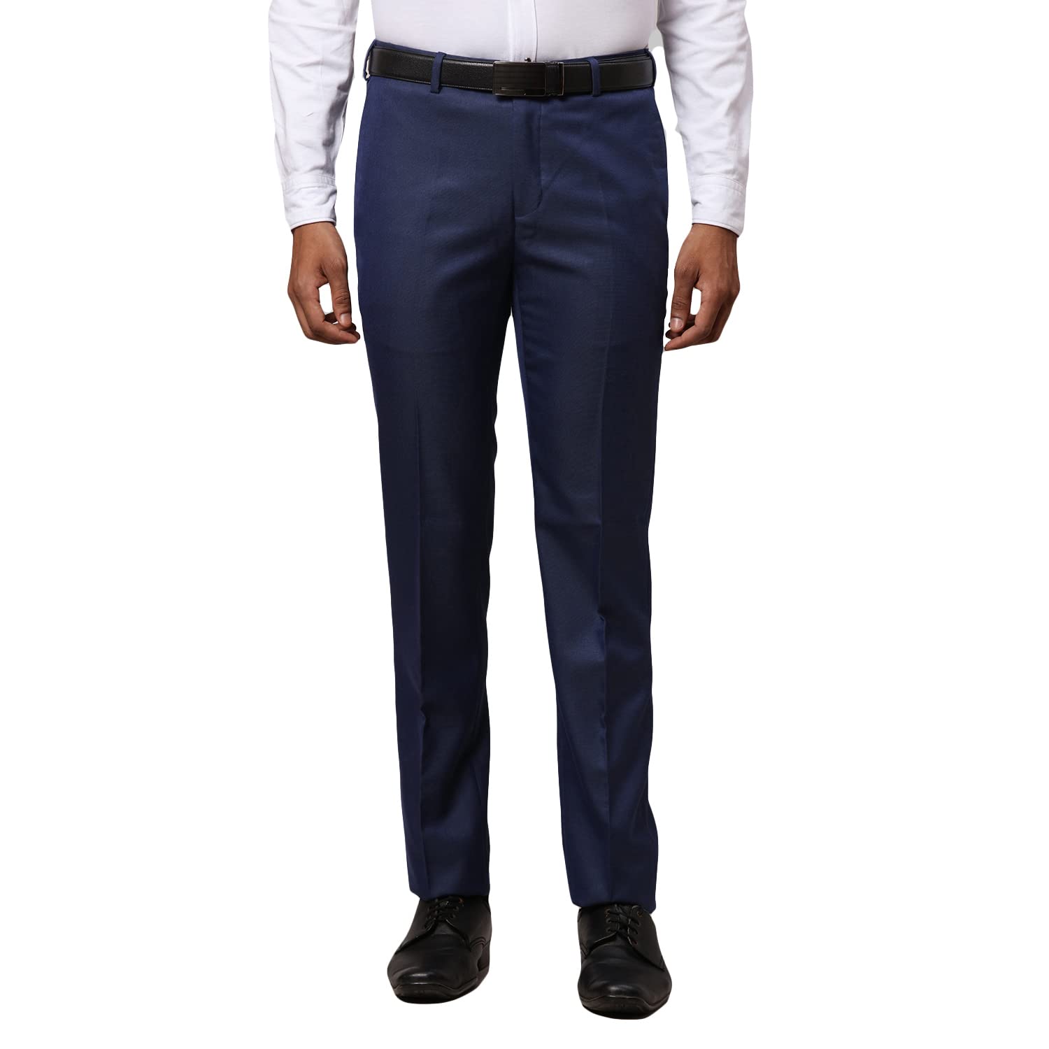 Men's Polyester Blend Solid Pattern Slim Fit Flat Front Formal Trouser