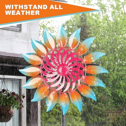 Mlknk DS-FC-1 Solar Wind Spinner-Wind Spinners For Yard And Garden Metal Yard Art Kinetic Wind Spinner 75 In thumb #5