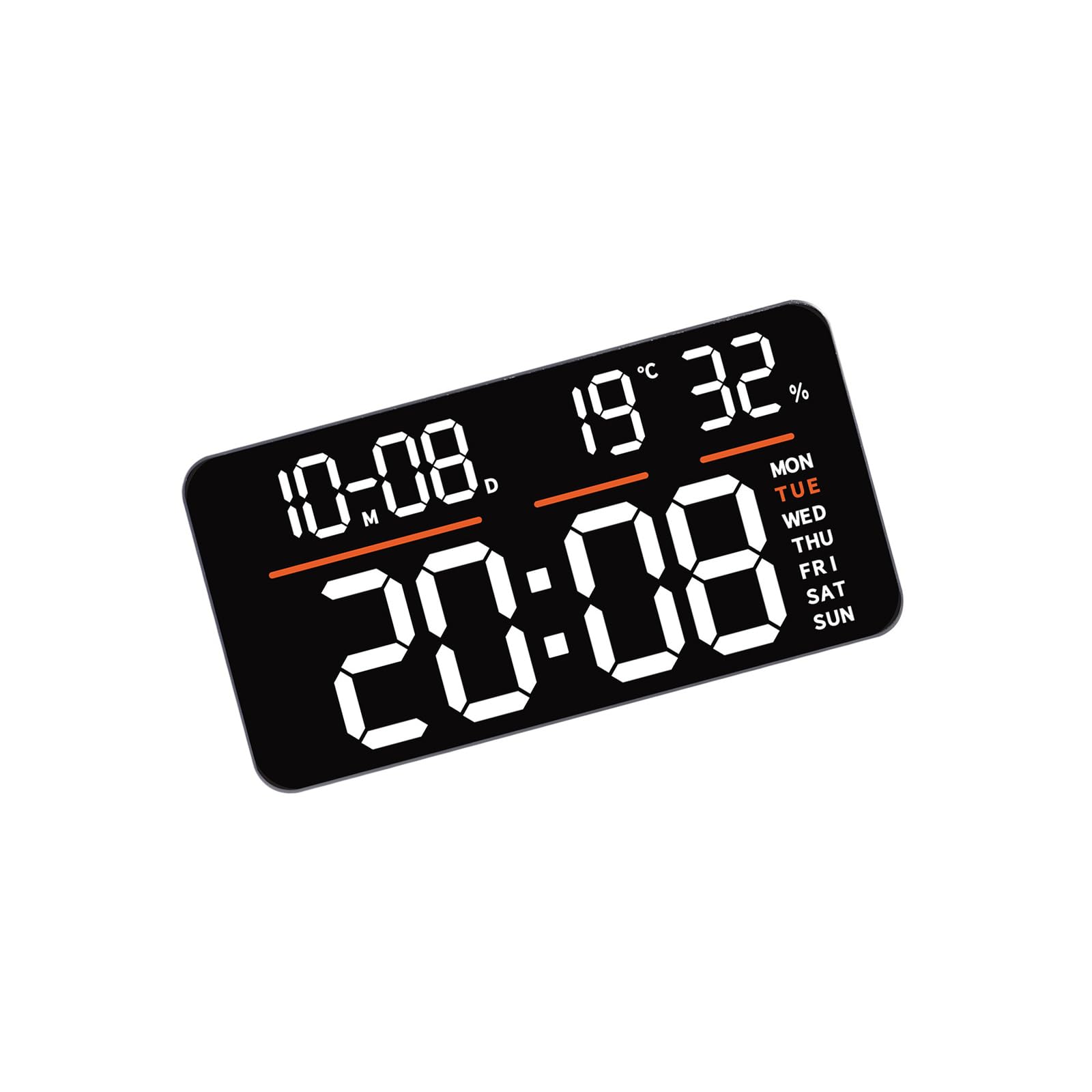 Qusinfc Modern Wall Clock with Temperature Date, 2 Alarms, Countdown Timer & Remote Control for Bedroom Decor Modern LED Digital Wall Clock