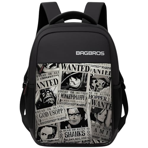 Image of Bagbros Onepiece Anime Printed Backpack Wanted Poster Printed Laptop Bagpack | 30L One Piece Anime Print LUFFY Waterproof Backpack Multi-Storage Designer Ergonomic Bag,Laptop Bags,School Bag