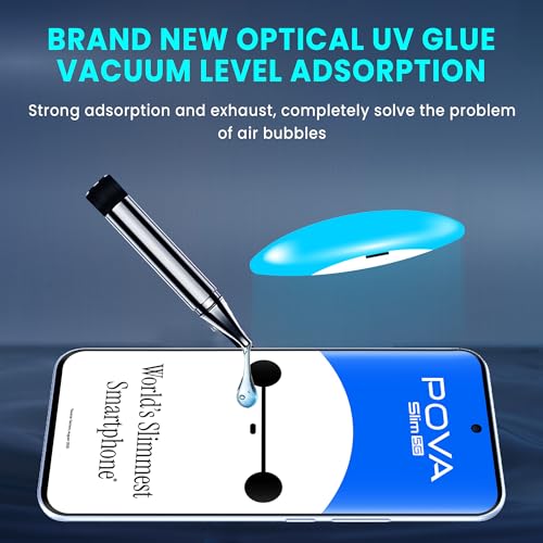 Image of ArmourPro Military Grade UV Tempered Glass Compatible For Tecno Pova Slim 5G (6.78 Inch) With Easy UV Installation Kit | Edge To Edge Coverage | Pack of 2
