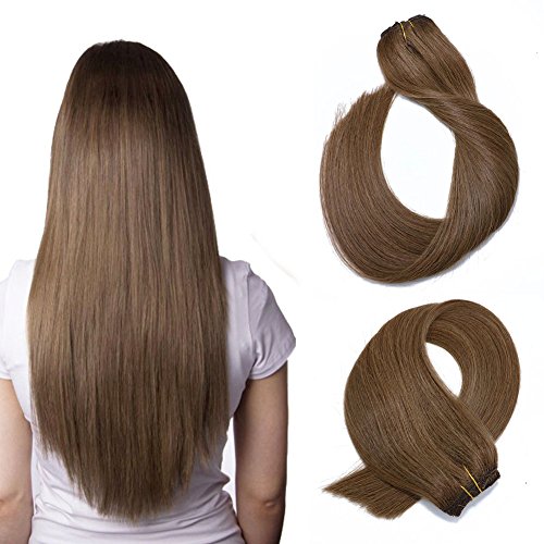 Clip Extensions Human Hair 18 Inch Color |#8 Ash Brown Seamless Remy Human Hair Extensions Clip in Real Hair Extensions 70g 7Pcs Extensions Real Human Hair Real Clip in Hair
