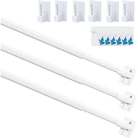 Asta Per Tende Regolabile 40-70cm - Set 2 Pezzi Con Ganci Autoadesivi Per Finestre E Armadietti - Foto 2