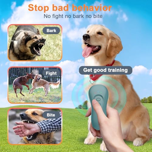 Image of Dog Bark Deterrent Device,Anti-Barking Device,Up to 15Ft Long Range & Rechargeable Bark Control,Stop Barking Dog Devices,Safe for Dogs Training,Indoor & Outdoor(Green)