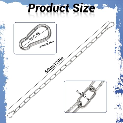 YQQYG Edelstahlkette Torkette, Metall Kettenschloss, Kettenglieder Tor Metallkette, Gliederkette mit Karabinern, Edelstahlkette Für Hundekette Ankerkette Wäschekette Schwenkkette