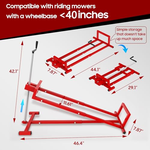 Lawn Mower Lift,Lawn Mower Jack Lift for Riding Mowers,Easy to Install, Safe and Stable.Ridding Mower Lift with telescoping Feature Holds up to 1400 lbs, Rust-Resistant Finish. (Classic Red) - Image 3