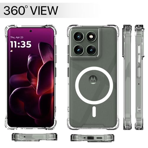 Image of Outlouders Back Cover for Motorola Moto Edge 60 Pro 5G Mag-Safe Transparent PC + TPU Bumper Case with Magnetic Support Shockproof Protection (Transparent Mag-Safe)