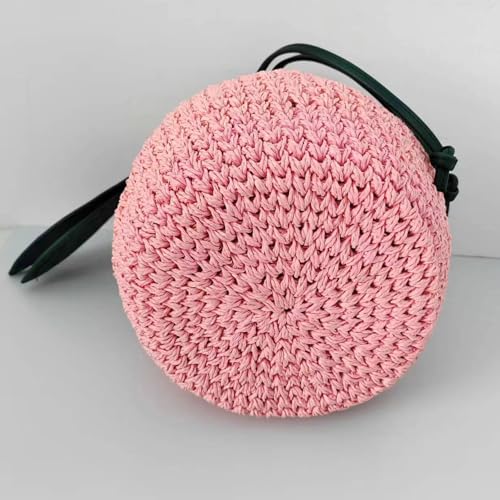 Obosoyo Cute Straw Bag 2025 Summer Beach Woven Handbag Crossbody Bag Gradient Peach Bucket Fruit Bag4