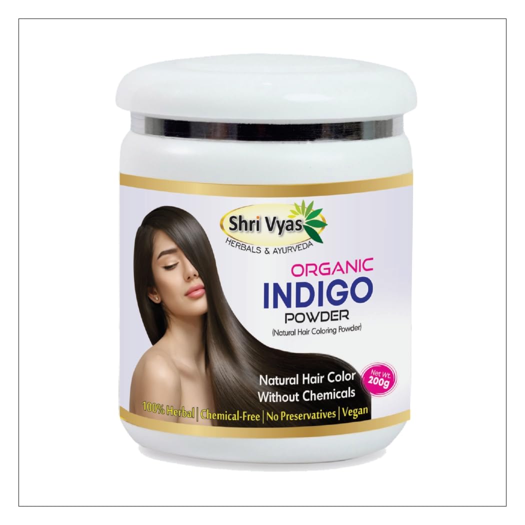 Shri Vyas Organic Indigo Powder for Hair Coloring – 100% Pure & Natural Indigo Leaf Powder, Herbal Ayurvedic Hair Dye for Black & Dark Brown Hair, Chemical-Free, No Preservatives, Vegan Hair Color, 200g-picture-23