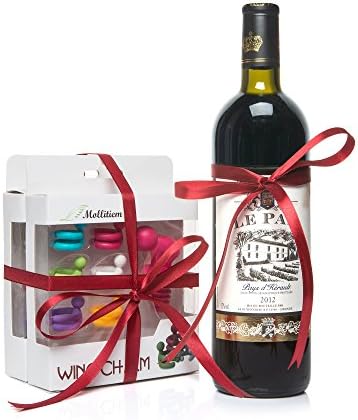 Mollitiem Wine Stopper Gift Set with Multi-Coloured Silicone Charms, 6 Piece