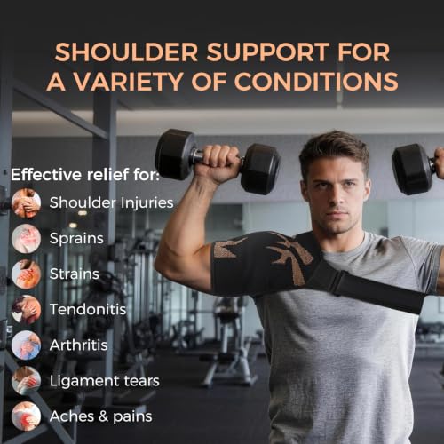 Rotator Cuff Shoulder Brace for Women & Men with Copper Fiber Detail