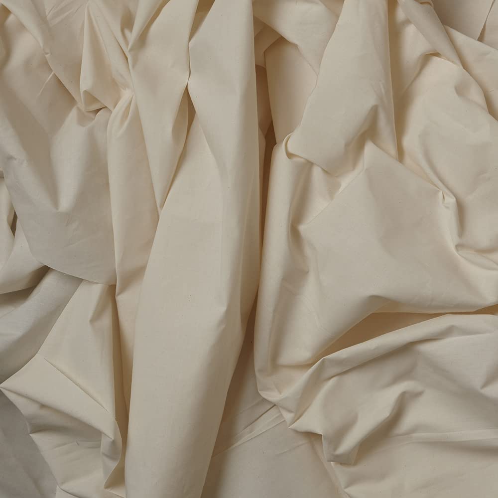 Kt KILOtela - Tela Glasilla, Lienzo Moreno Algodón, Patrones, Forro, Bolsas, Manualidades, Pintar, Estampar, 300 cm Largo x 280 cm Ancho, Beige, Crudo - 3 Metros