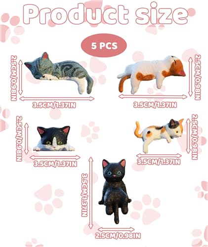 Image of 5Pcs Car Decor Accessories, Car Toys for Car Interior, Sleeping Cat Figurines for Rearview Mirror Home Office Any Occasion
