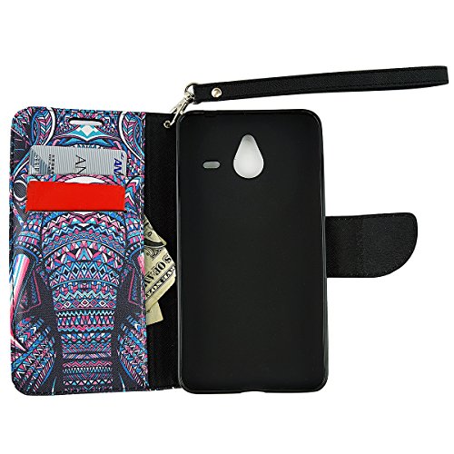 Customerfirst - Alcatel Onetouch Conquest Case, Onetouch Conquest Flip Pu Leather Fold Wallet Pouch Credit Card Case Premium Leather Wallet Flip Case For Alcatel Onetouch Conquest 7046T (Boost Mobile) - Includes Key Chain Flash Light (Indian Elephant) #TOP3