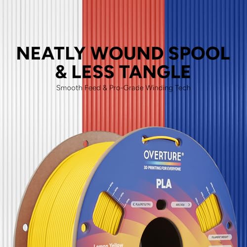 Image of OVERTURE High Speed PLA Filament 1.75mm, Neatly Wound 3D Printer Filament 1kg Spool (2.2lbs) Rapid PLA, Dimensional Accuracy + /- 0.02 mm, Fit Most FDM 3D Printers (Lemon Yellow)