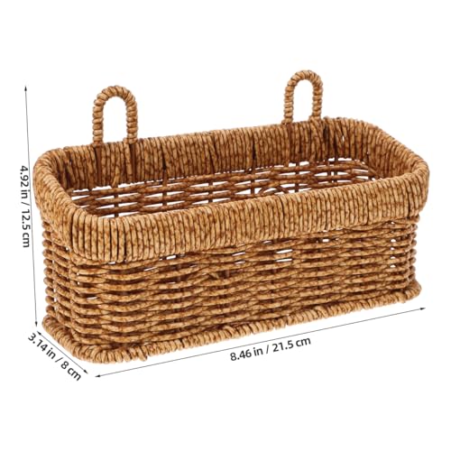 Hanging Woven Basket for Kitchen Wall Storage Plastic Rattan Garlic Ginger Organizer Space-Saving Fruit Basket Small Size 8.46X4.92X3.14 Inch by ASAKKURA - Image 4