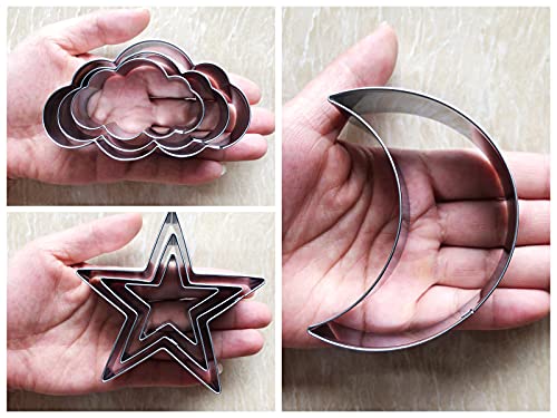 Twinkle Twinkle Little Star Cookie Cutter Set-7 Piece-From 3.5" To 1.6"-Cloud, Star, Moon Cookie Cutters For Baby Shower Gender Reveal Birthday Cake Cupcake Party Decorations #TOP7