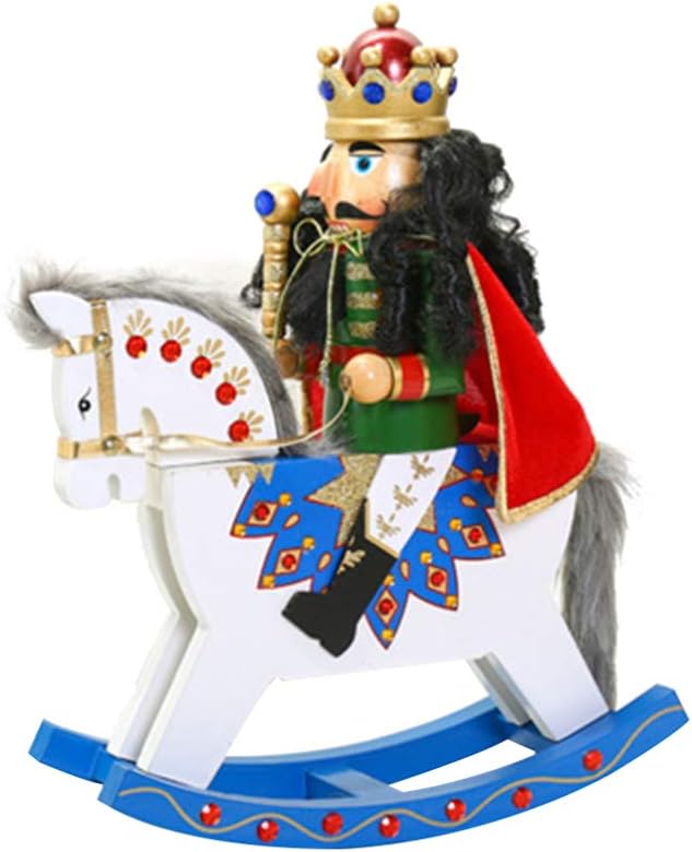 Garneck Desktop Nutcracker Horse Wood Nutcracker, Trojan Rocking Horse Puppet Soldiers Creative,Wood Crafts Decoration for Home Rocking Ornaments