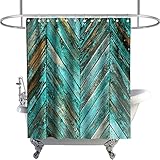 Farm House Shower Curtain Rustic Wooden Vintage Chevron Zig Zag Striped Pattern on Board Plank Theme