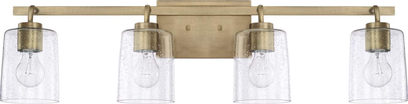 HomePlace Lighting 128521BN-449 Greyson Urban/Industrial Clear Seeded Glass Bathroom Vanity Wall Light, 2-Light 200 Total Watts, 9" H x 15" W, Brushed Nickel