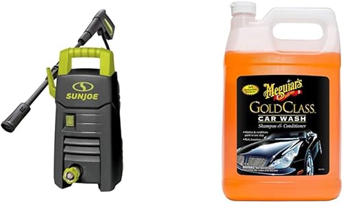 Sun Joe SPX205E-MAX - Lavadora a presión eléctrica, 1550 PSI máximo*, 1.4 GPM máximo*, varita de pulverización ajustable, cepillo de llanta, lavado