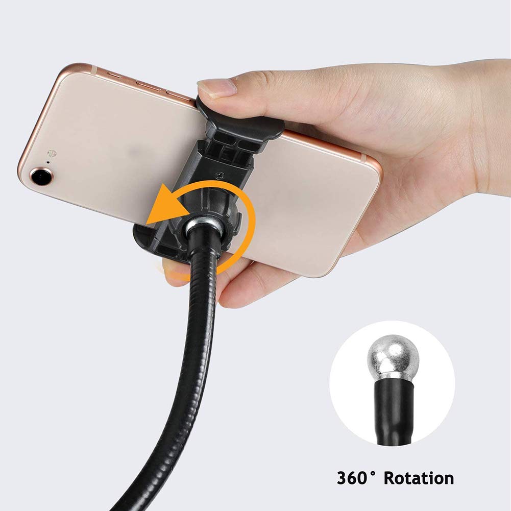 Stojak na telefon z uniwersalną śrubą 1/10.2 cm, klips do leniwego wspornika, elastyczny zacisk 360°, do telefonu i kamery internetowej