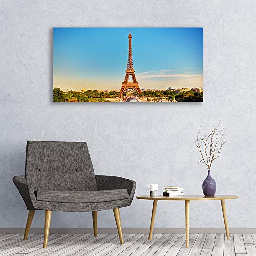 Impression sur Toile Tour Eiffel Paris - Déco Murale Moderne Premium 120x60cm - 4