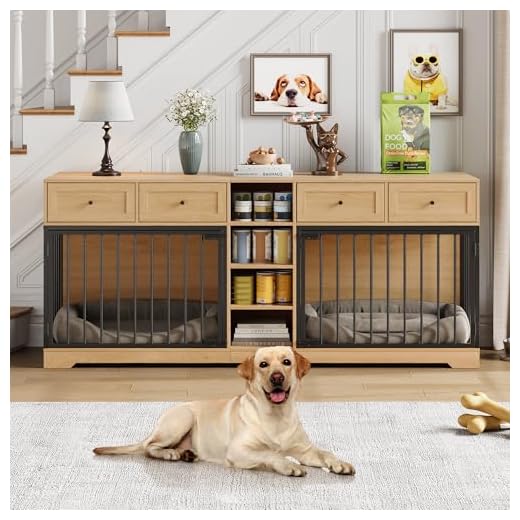 IDEALHOUSE Large Double Dog Crate Furniture